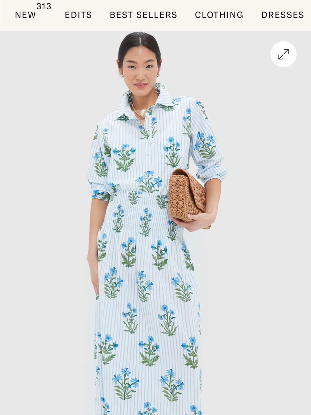 Blue Floral Stripe Shirt